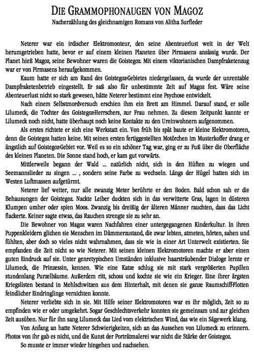 Stephan Winkler: »Das Lied vom elektrischen Wind«, Text von Eugen Egner: »Die Grammophonaugen von Magoz« (aus »Der Universums-Stulp«)