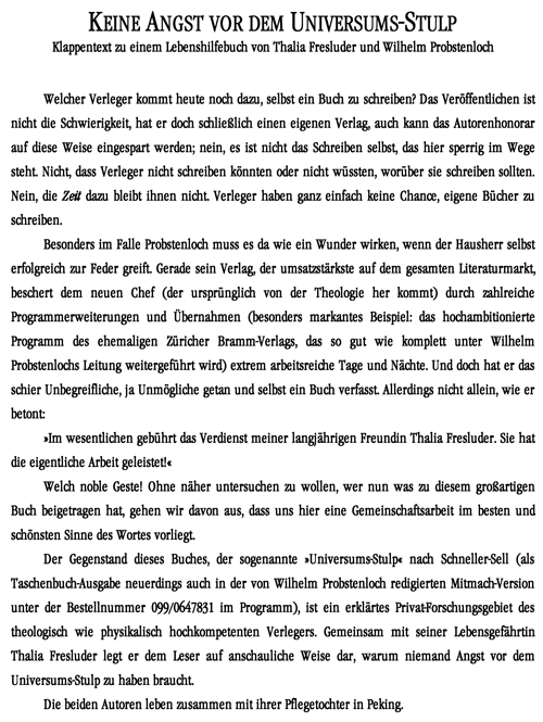 Stephan Winkler: »Das Lied vom elektrischen Wind«, Text von Eugen Egner: »Keine Angst vor dem Universums-Stulp« (aus »Der Universums-Stulp«)