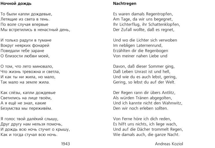 Arsenij Tarkovskij: Nachtregen