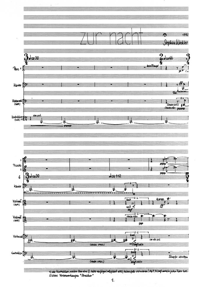Stephan Winkler: zur nacht (Partitur S.1)